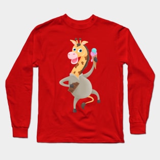 Happy Giraffe Donkey Long Sleeve T-Shirt